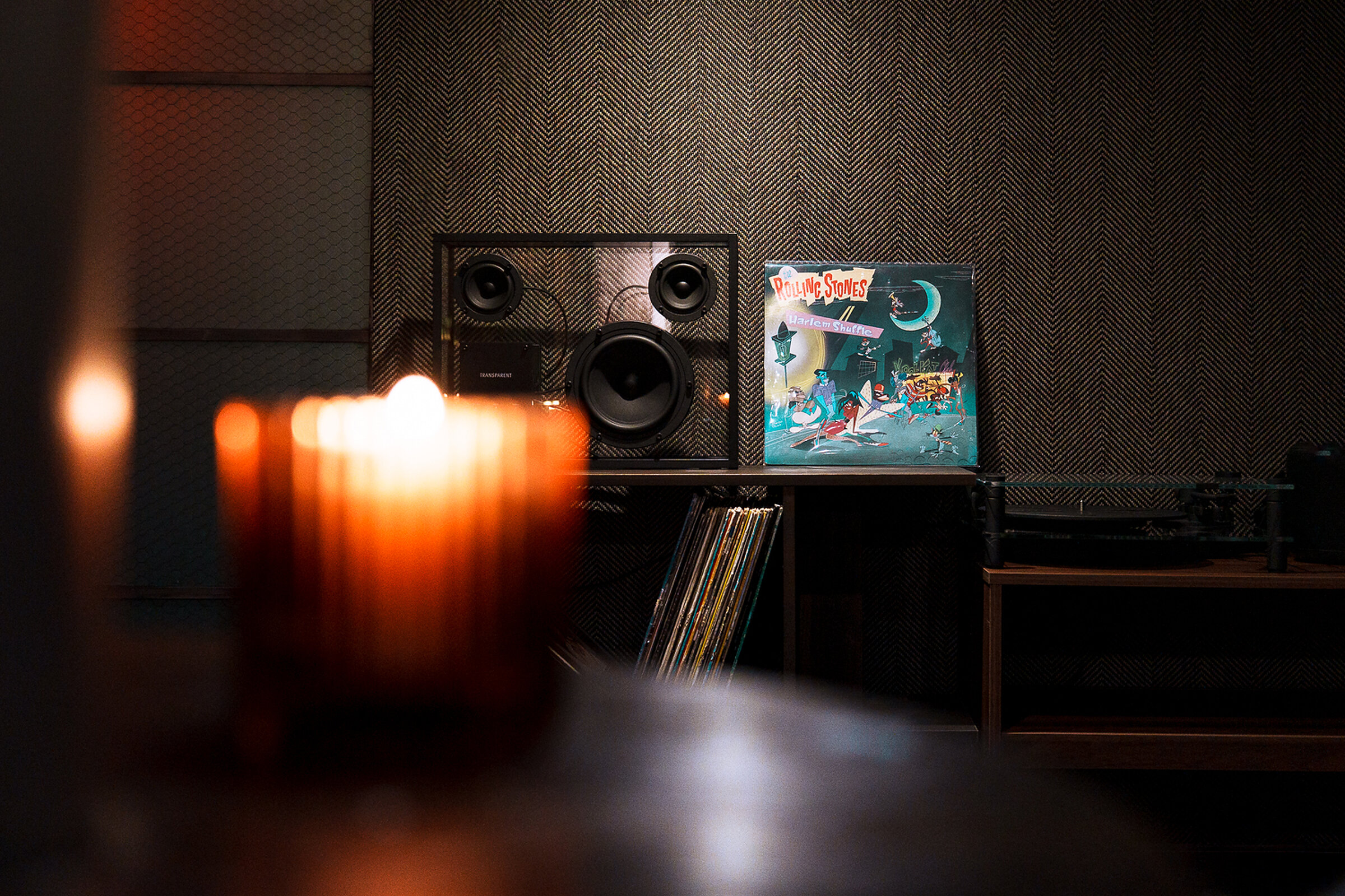 Rolling Stones ‘Harlem Shuffle’ record on the shelf in The Listening Room